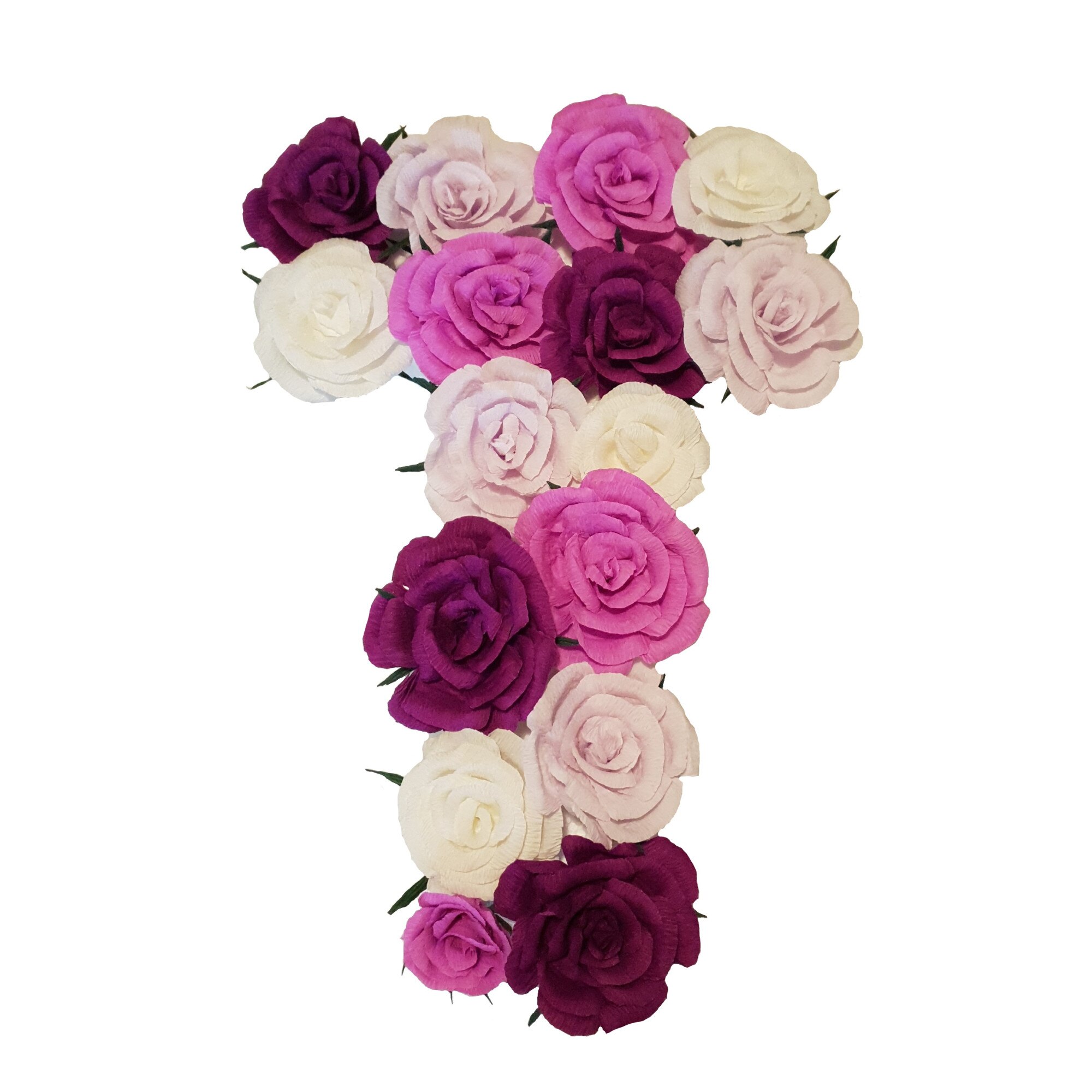 Litera volumetrica T Handmade Minis Boutique, alb cu mov