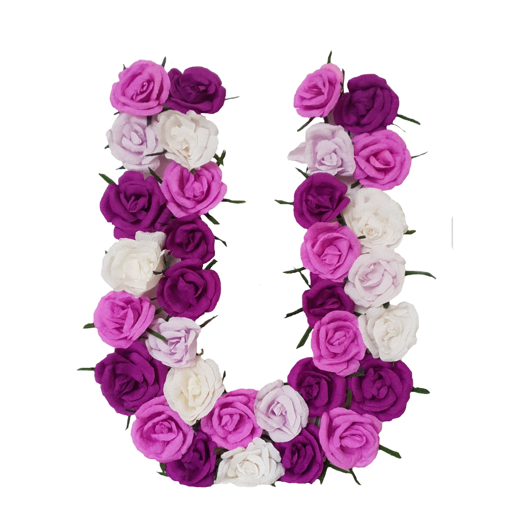 Litera volumetrica U Handmade Minis Boutique, alb cu mov