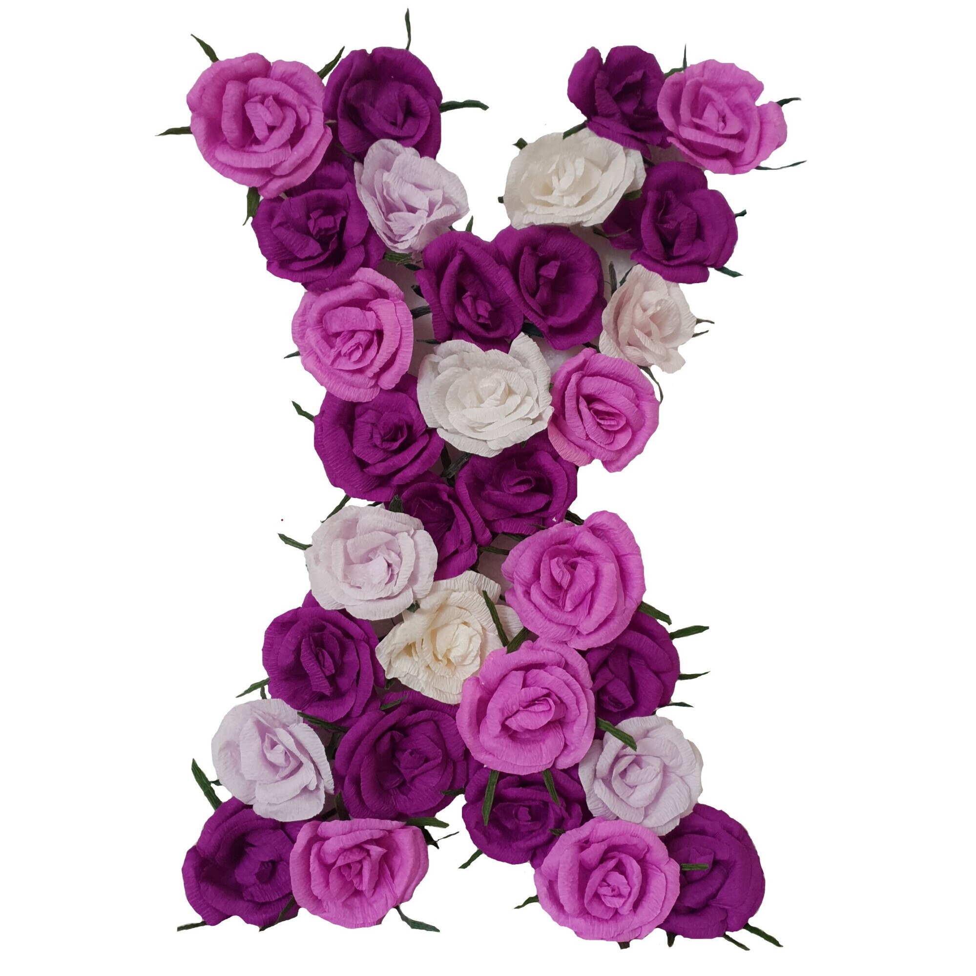 Litera volumetrica X Handmade Minis Boutique, alb cu mov
