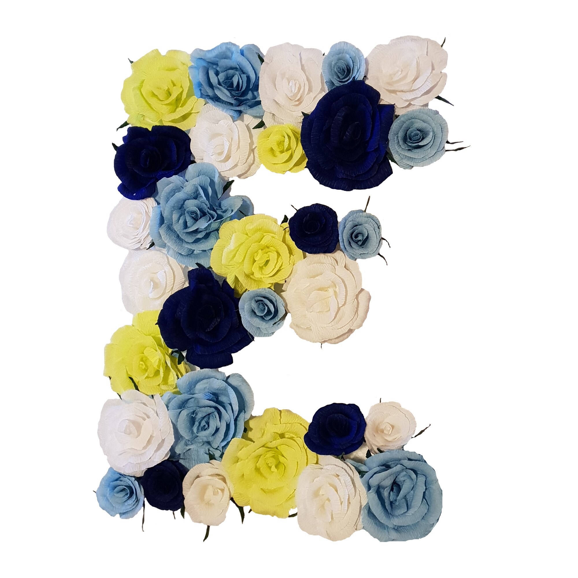 Litera volumetrica E Handmade Minis Boutique, alb, vernil si albastru