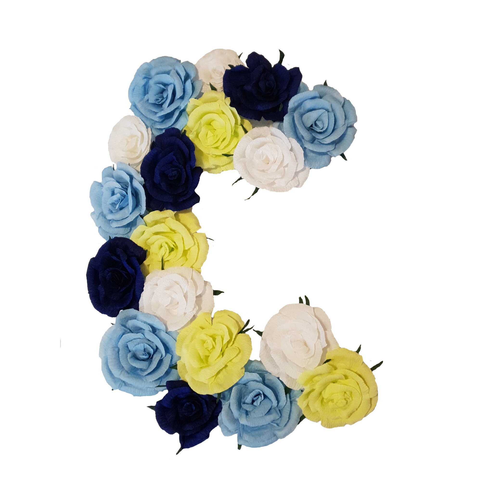 Litera volumetrica C Handmade Minis Boutique, alb, vernil si albastru