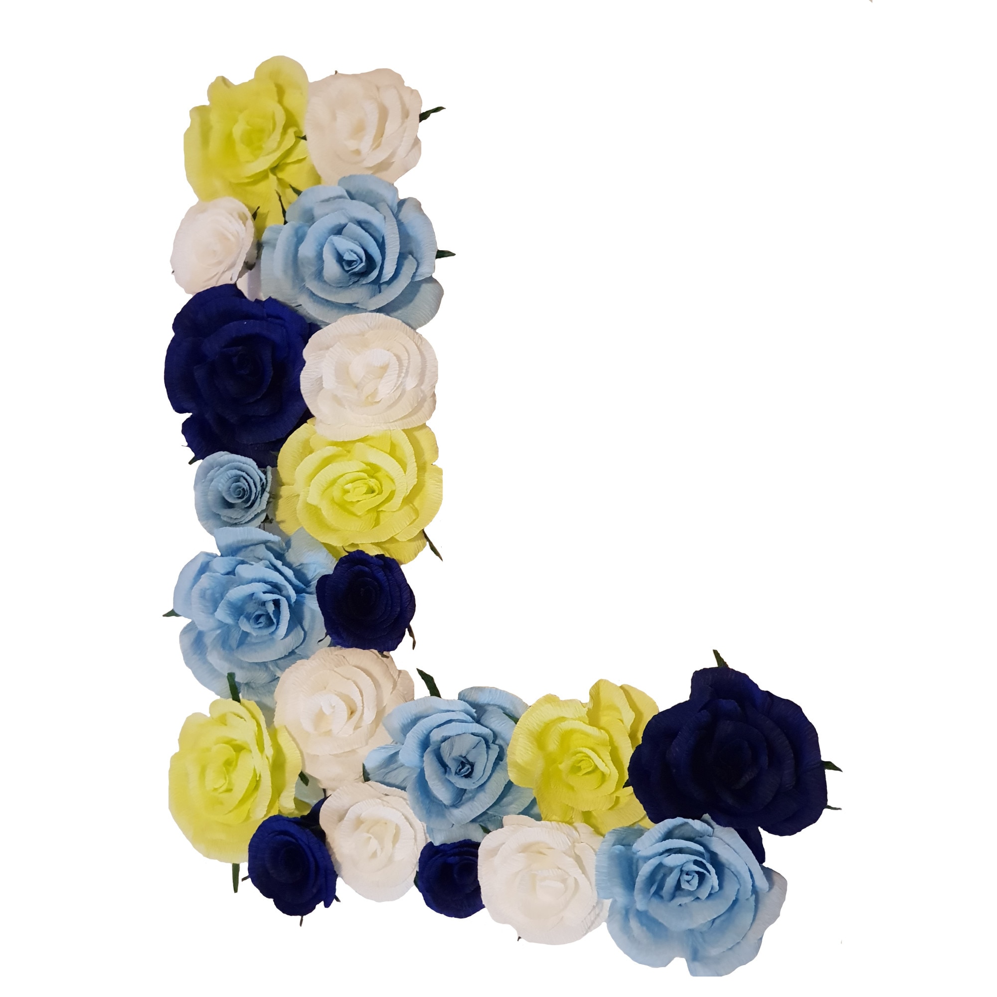 Litera volumetrica L Handmade Minis Boutique, alb, vernil si albastru