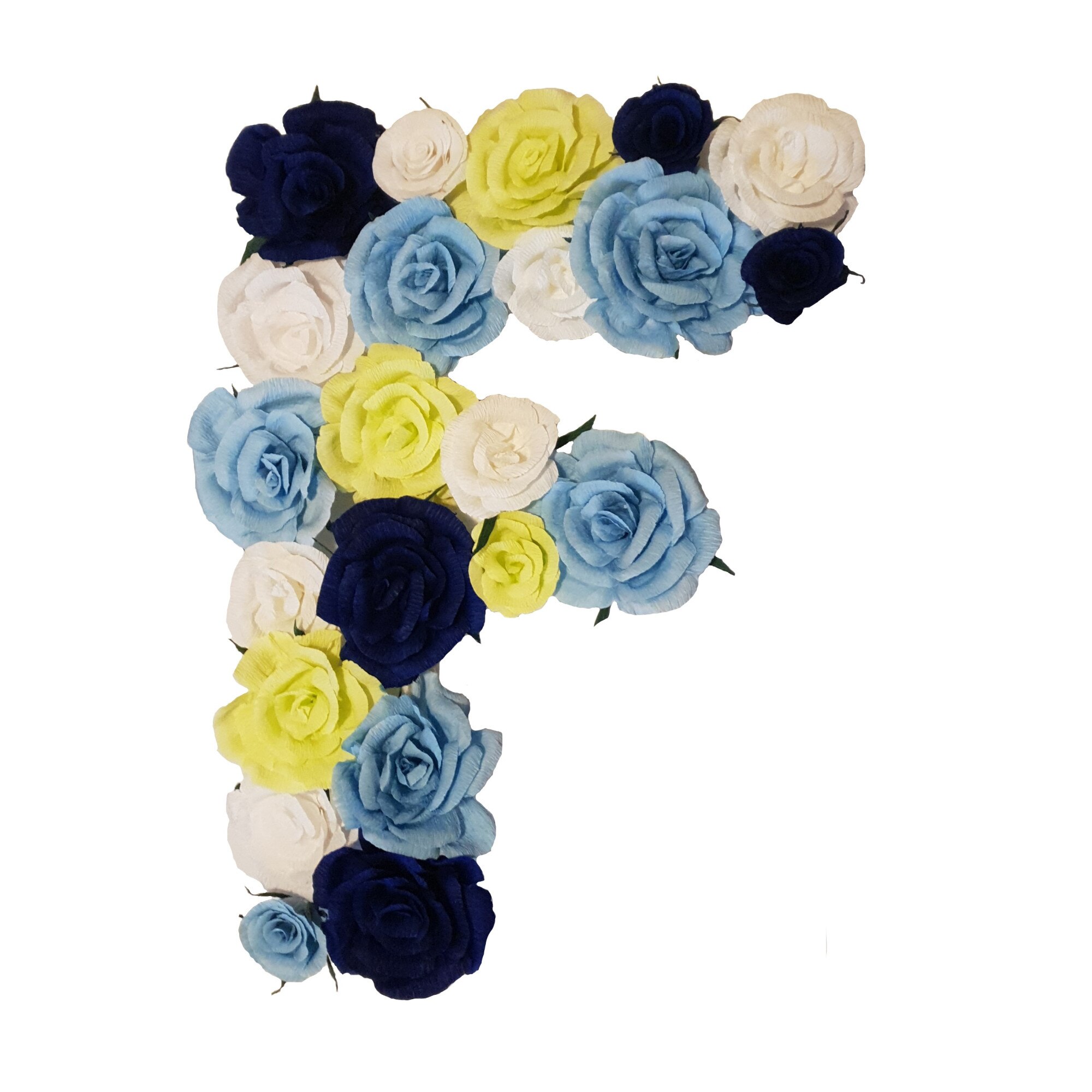 Litera volumetrica F Handmade Minis Boutique, alb, vernil si albastru