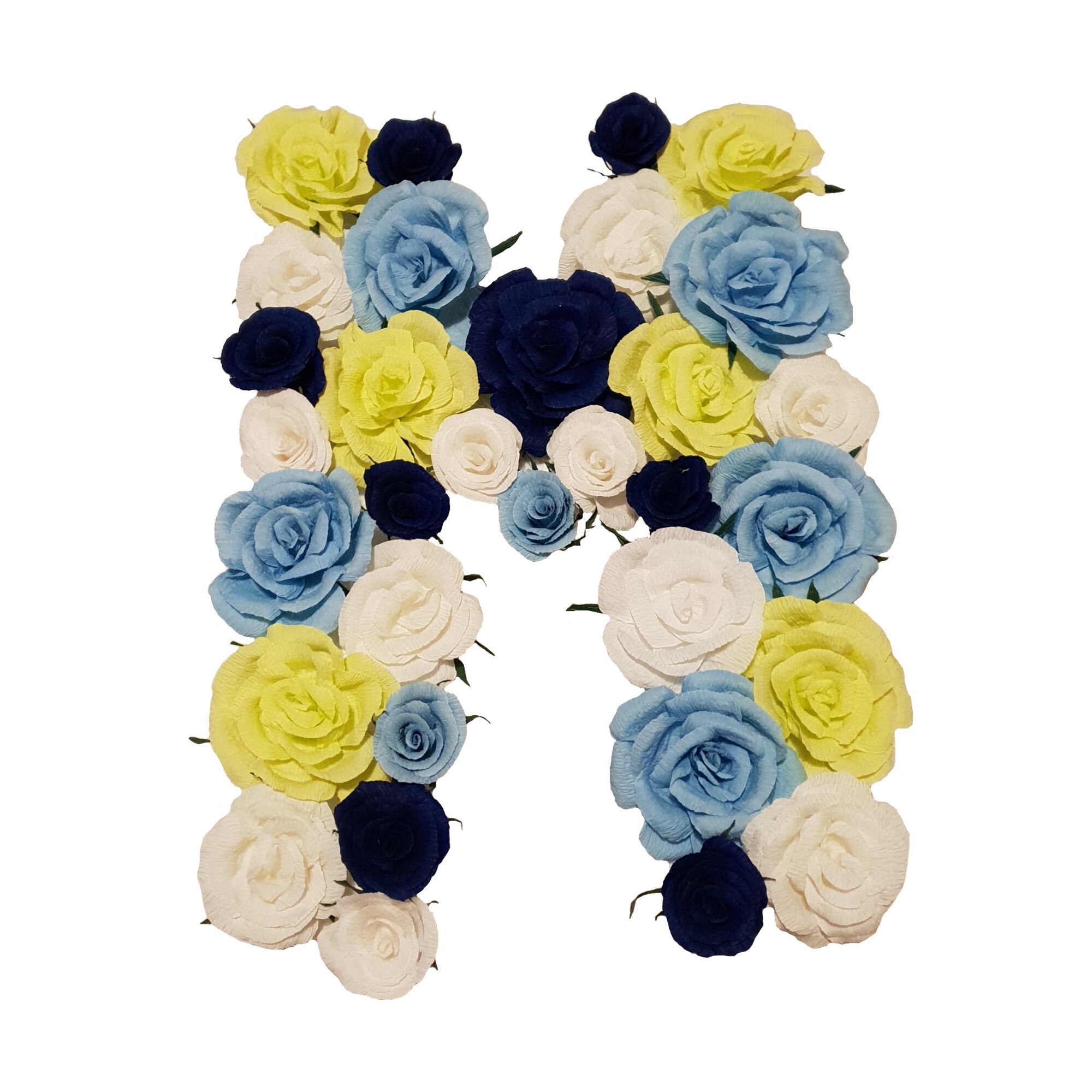 Litera volumetrica M Handmade Minis Boutique, alb, vernil si albastru