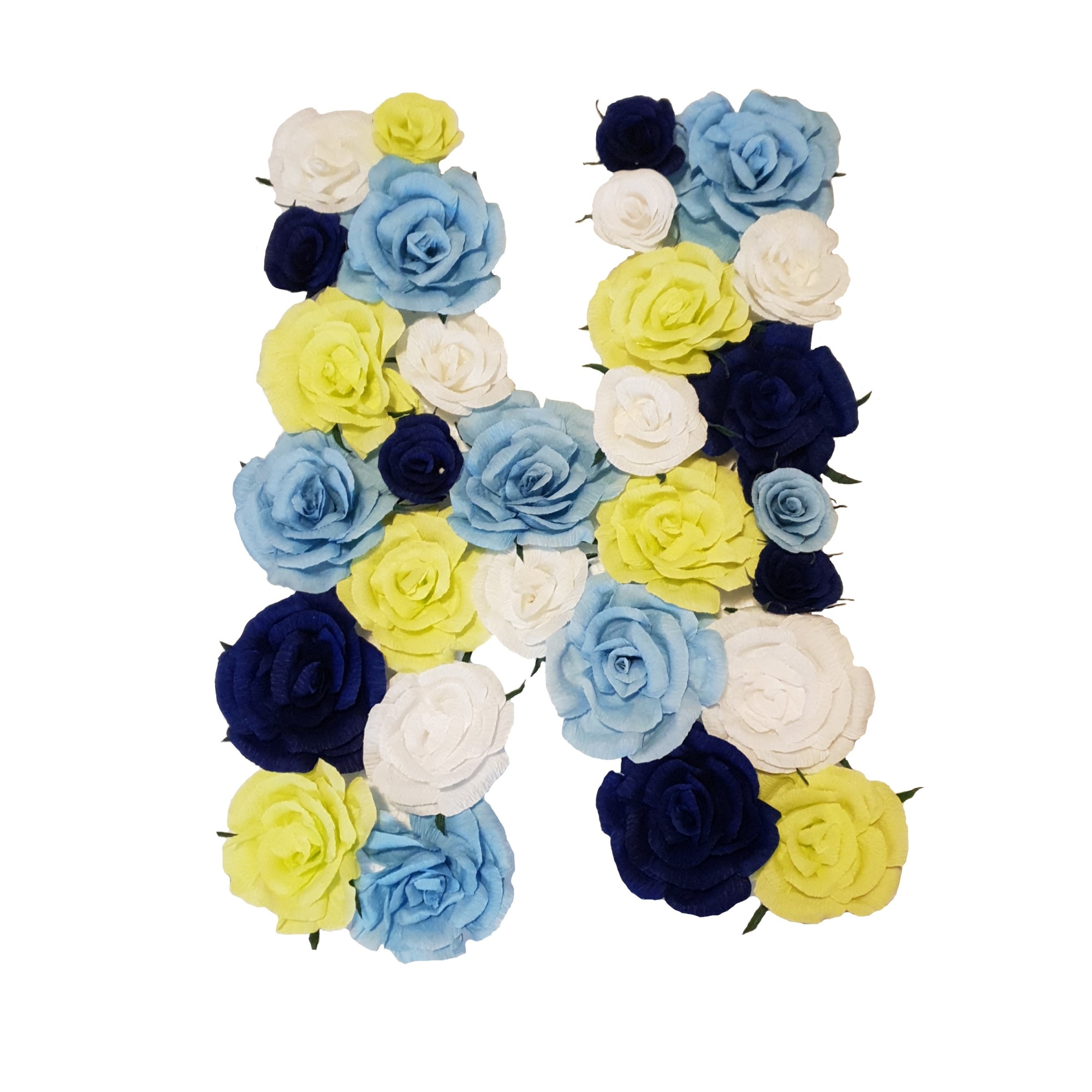 Litera volumetrica N Handmade Minis Boutique, alb, vernil si albastru