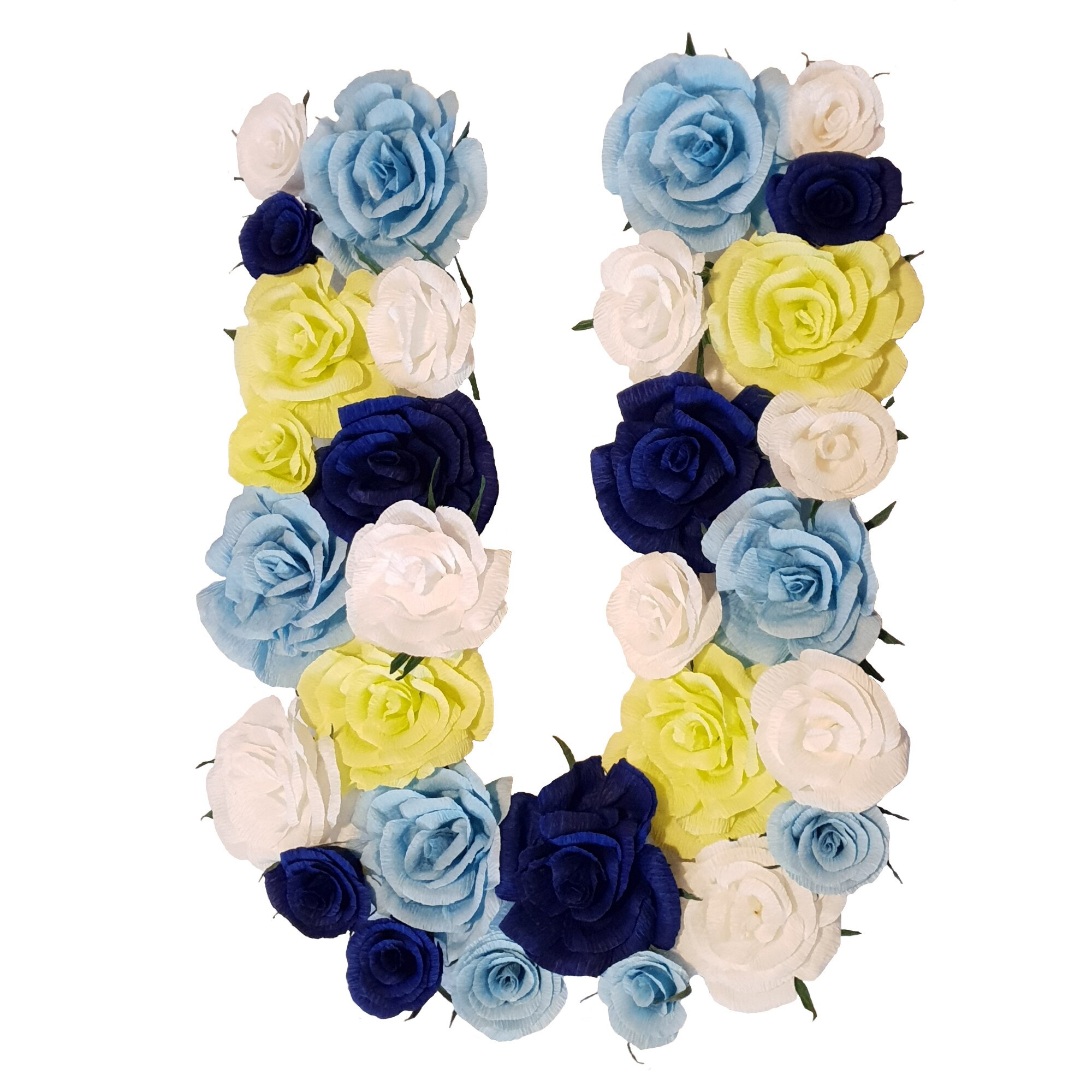 Litera volumetrica U Handmade Minis Boutique, alb, vernil si albastru