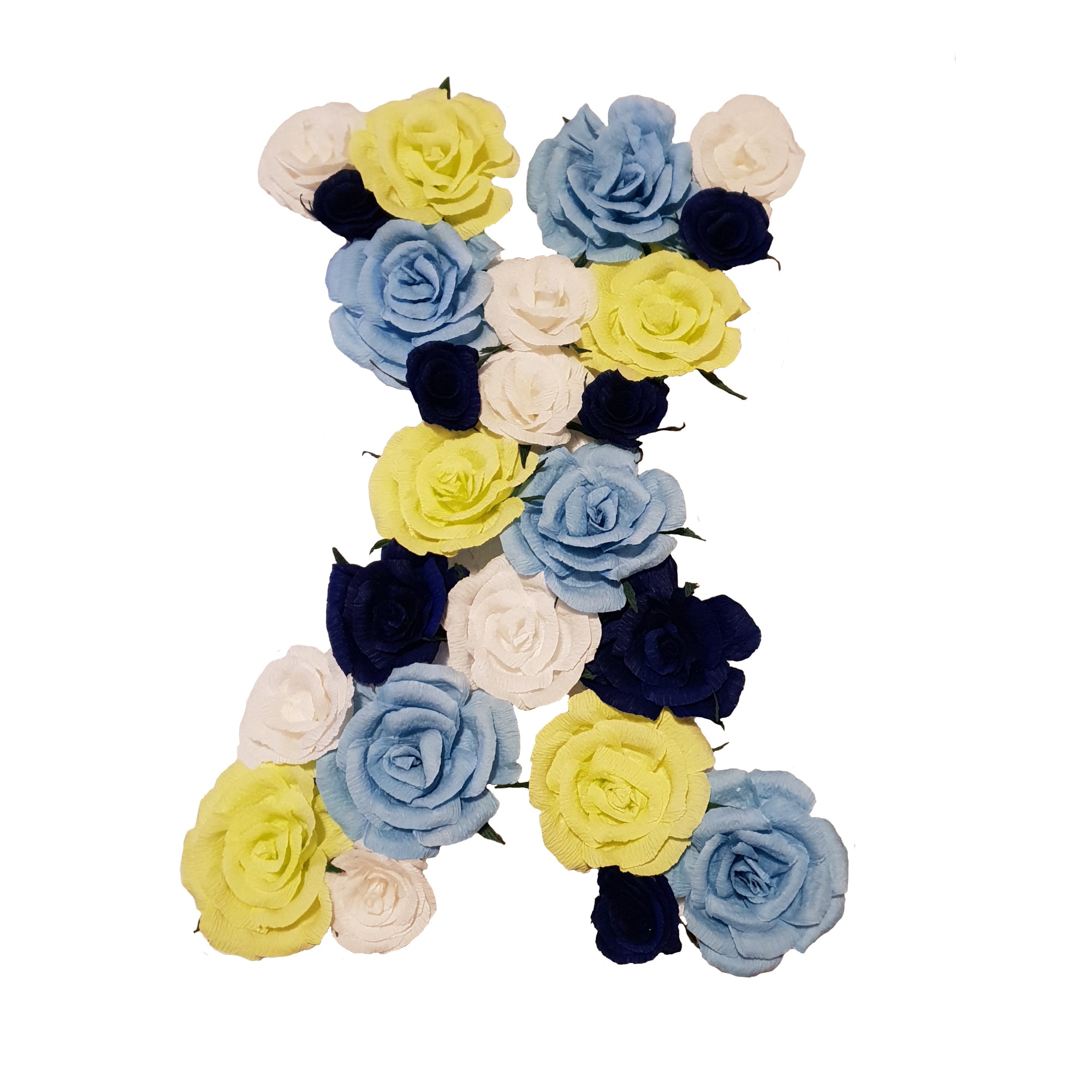 Litera volumetrica X Handmade Minis Boutique, alb, vernil si albastru