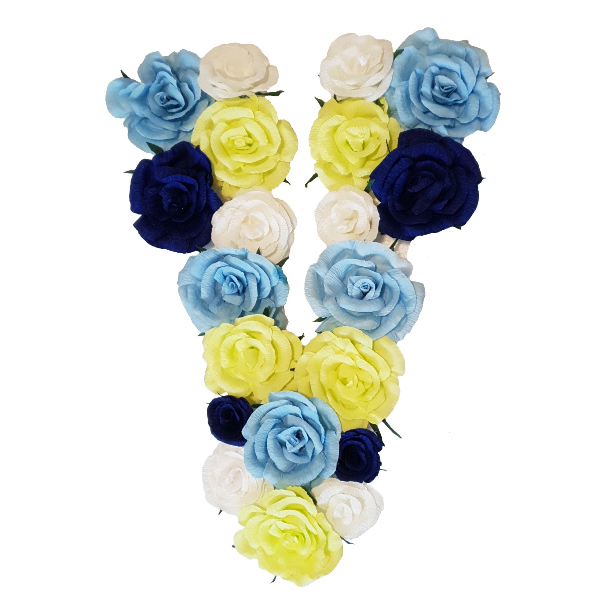 Litera volumetrica V Handmade Minis Boutique, alb, vernil si albastru