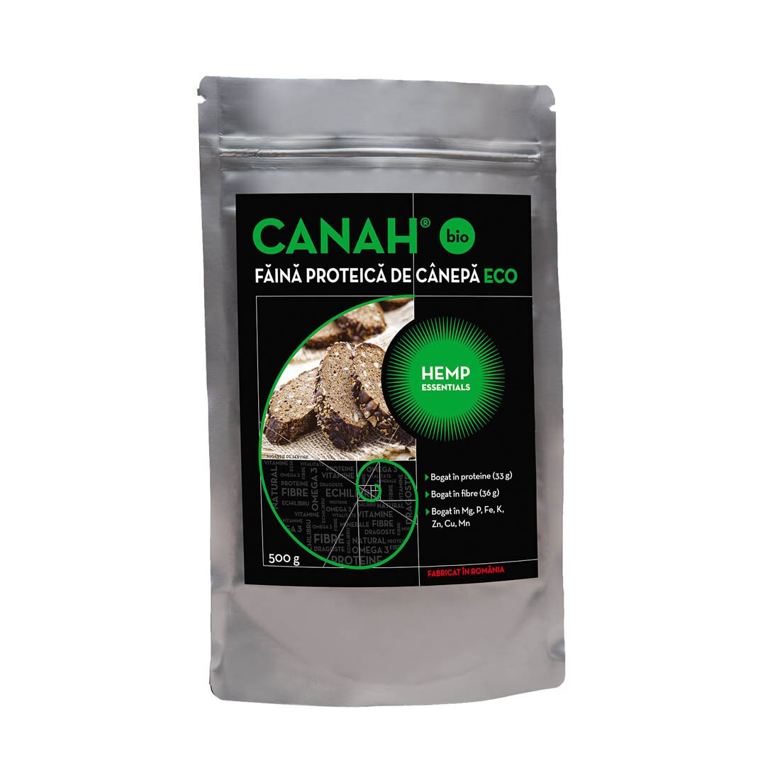 Faina proteica ECO de canepa 500 g Canah
