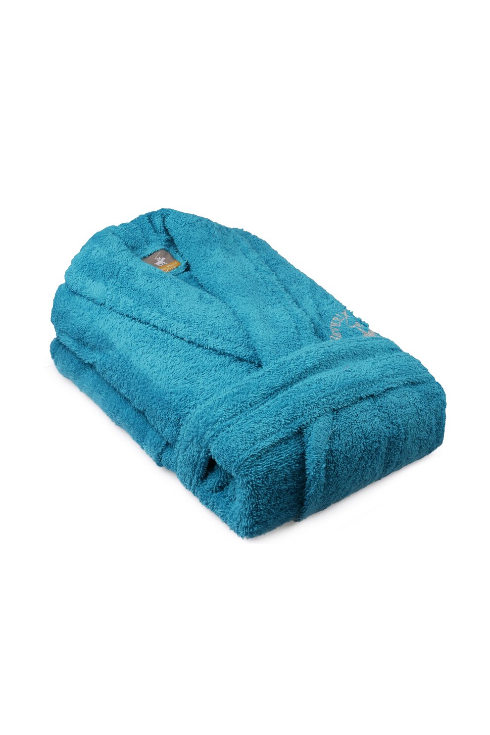 Beverly Hills Polo Club, Halat de baie unisex, 100% bumbac, 360 gr/m², Turcoaz, S-M