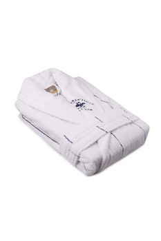 Beverly Hills Polo Club, Halat de baie unisex, 98% bumbac, 2% poliester, Alb, S-M Beverly Hills Polo Club, Halat de baie unisex, 98% bumbac, 2% poliester, Alb, S-M