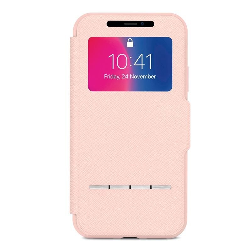 Husa de protectie flip Moshi Sensecover pentru iPhone XS/X, Touch, Roz