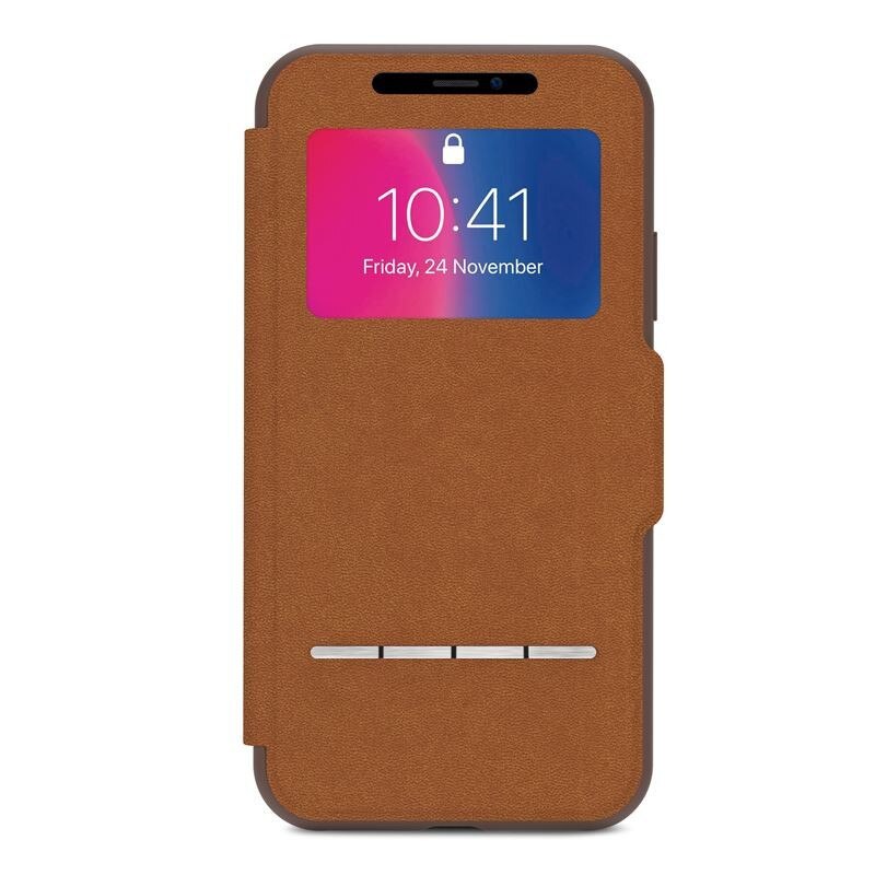 Husa de protectie flip Moshi Sensecover pentru iPhone XS/X, Touch Pad, Maro