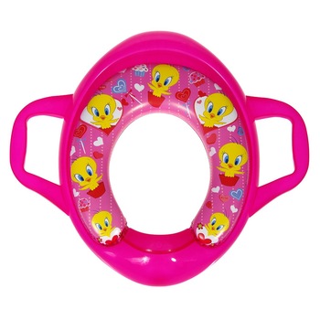 Reducator Moale pentru toaleta, wc, cu manare Tweety ,Roz, pentru copii, 28x35x7 cm Reducator Moale pentru toaleta, wc, cu manare Tweety ,Roz, pentru copii, 28x35x7 cm
