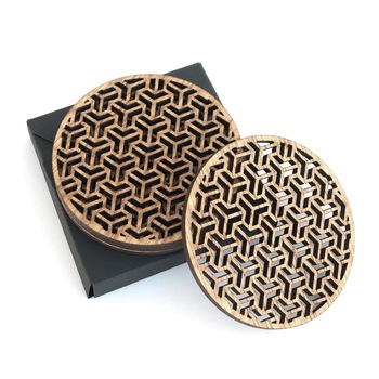 Set 4 buc. Suport / Coaster pahar model Cadru Hexaedral din furnir stejar Natur Set 4 buc. Suport / Coaster pahar model Cadru Hexaedral din furnir stejar Natur