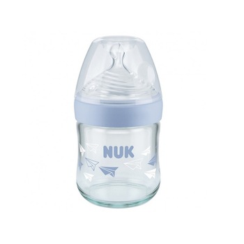 Biberon din sticla cu tetina din silicon 120 ml 0-6 luni NUK Nature Sense 747088AL, Multicolor Biberon din sticla cu tetina din silicon 120 ml 0-6 luni NUK Nature Sense 747088AL, Multicolor
