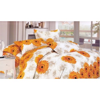 Lenjerie Casa New Fashion pentru pat dublu, 4 piese, culoare alb cu imprimeu floral Lenjerie Casa New Fashion pentru pat dublu, 4 piese, culoare alb cu imprimeu floral
