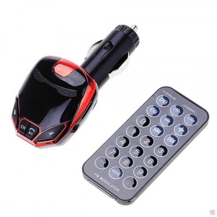 Трансмитер Iron Man с двойно USB, MP3 плеър, FM, Bluetooth, Червен