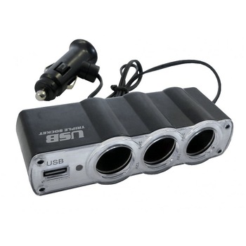 Multiplicator de bricheta auto si 1 iesiri USB , LRTM, negru Multiplicator de bricheta auto si 1 iesiri USB , LRTM, negru