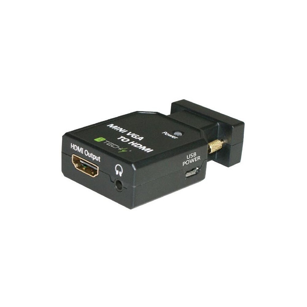 Adaptor VGA + Audio de 3,5 mm la Hdmi M/F, Techly, Negru