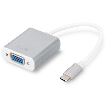 Adaptor USB 3.0, Tip C, VGA, Full HD, 75 Hz, Carcasa din aluminiu, Digitus Adaptor USB 3.0, Tip C, VGA, Full HD, 75 Hz, Carcasa din aluminiu, Digitus