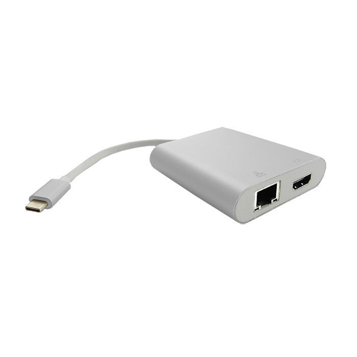 Adaptor Qoltec USB 3.1 Tip C - Hdmi + Usb 3.0 Tip A mama + RJ 45 + PD, 20 cm