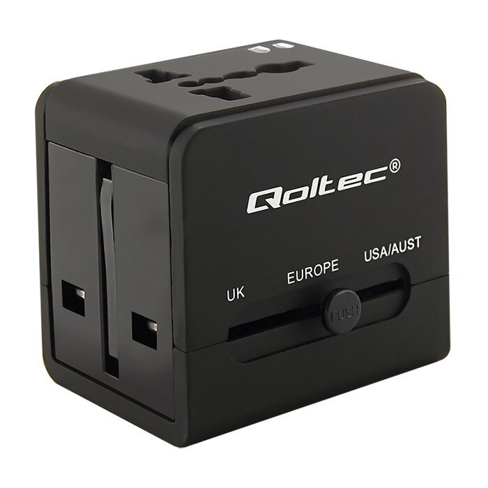 Adaptor universal de calatorie Qoltec, 10.5W, 5V, 2.1A 2xUSB, Negru