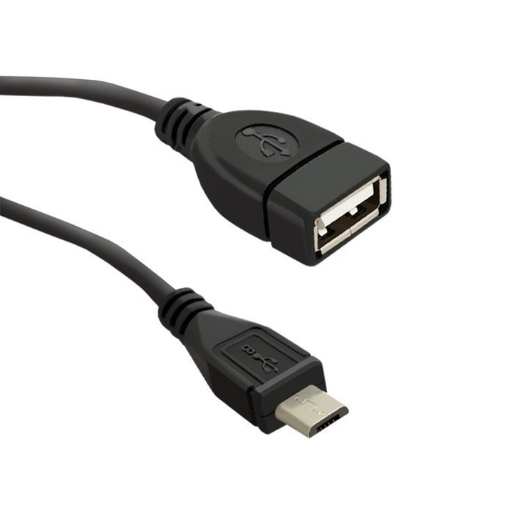 Cablu adaptor Qoltec USB OTG 2.0 mama la Micro-USB Tip B tata, 0,2 m