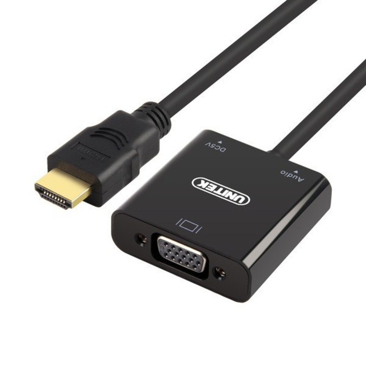 Адаптер HDMI към VGA + аудио; Y-6333, Unitek, черен