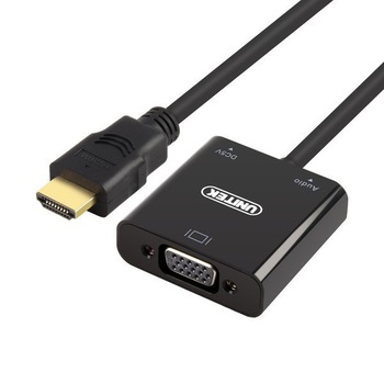 Adaptor Hdmi la Vga + Audio; Y-6333, Unitek, Negru Adaptor Hdmi la Vga + Audio; Y-6333, Unitek, Negru