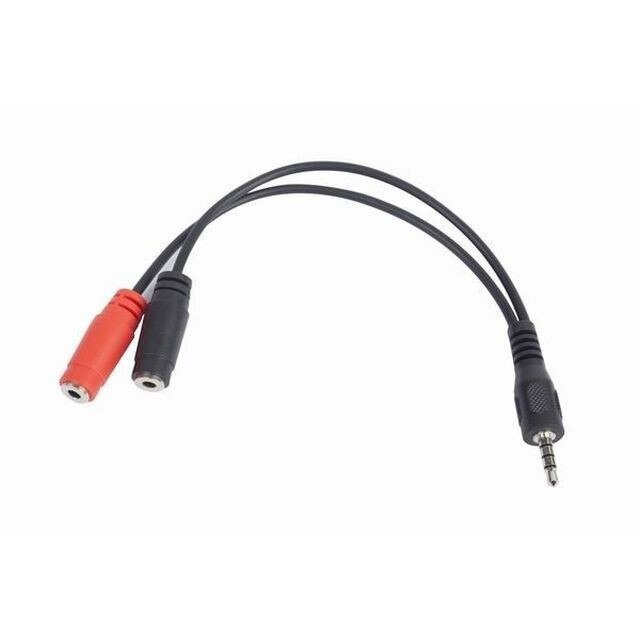 Adaptor Gembird, Mini Jack 4 pini (m), 2 x Mini Jack (f), Negru/Rosu