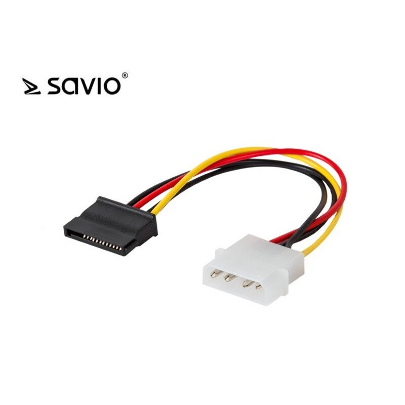 Cablu alimentare Savio Ak-10, Molex 4 pin tata la SATA 15 pin mama, 18 cm, Elmak