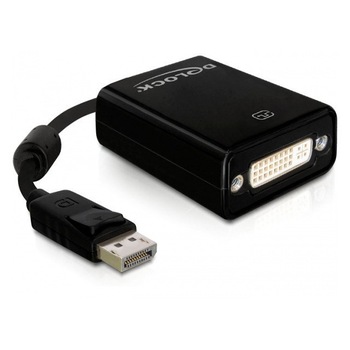 Adaptor Displayport la DVI-I 24+5, Lungime 20 cm, Delock, Negru Adaptor Displayport la DVI-I 24+5, Lungime 20 cm, Delock, Negru