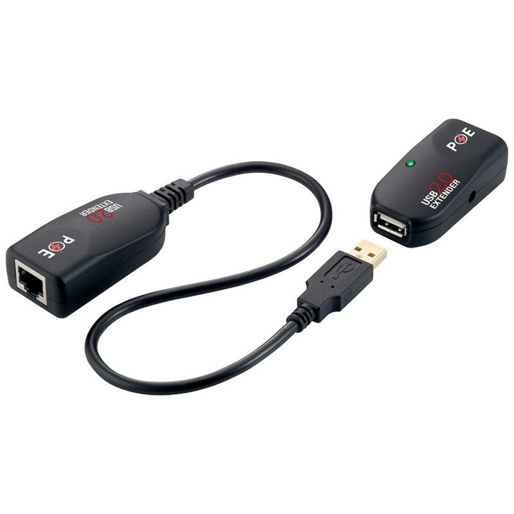 Extender Logilink USb 2.0 - RJ45 cat.5 pana 50 m, Negru