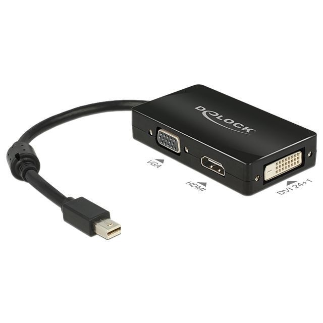 Adaptor Displayport la HDMI/VGA/DVI-D 24+1, Delock, Negru