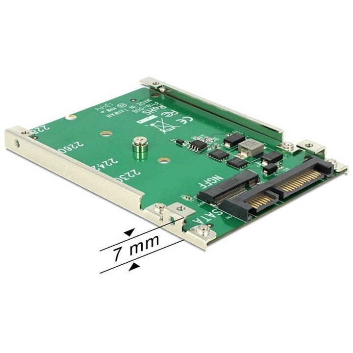 Adaptor SATA 22 pin la M.2 NGFF, Delock, Verde