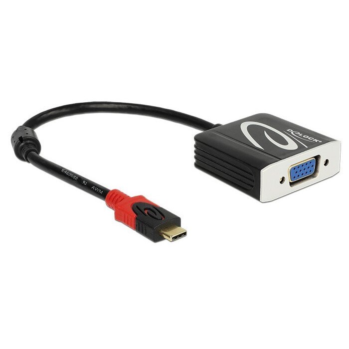 Adaptor VGA la USB-C, Delock, Negru