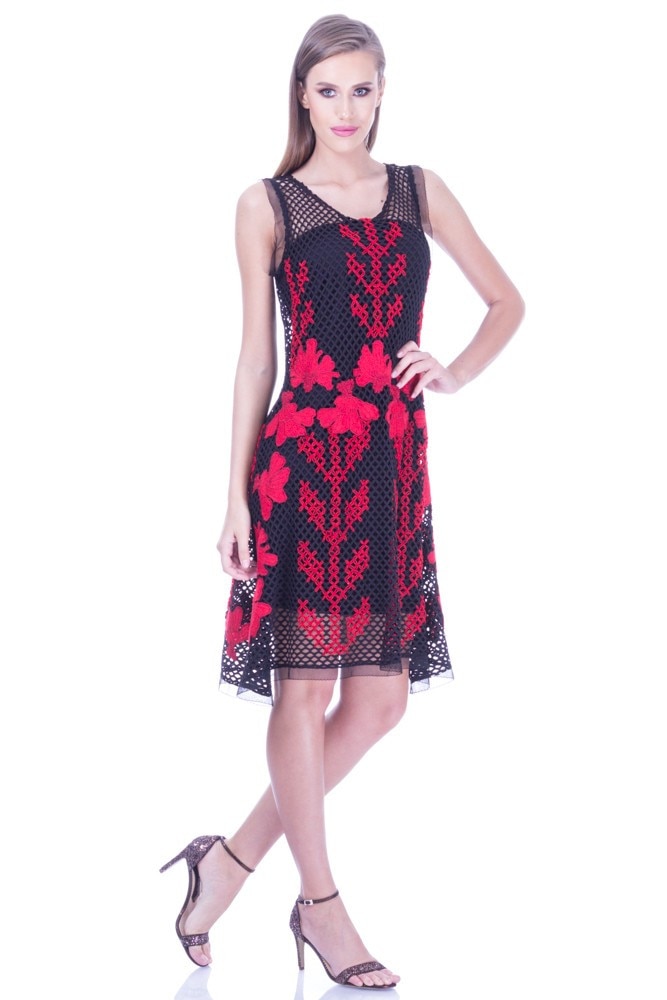 Rochie neagra plasa cu broderie Liza Panait I-83E