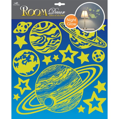 Sticker fosforescent planete si stele, 29 x 31 cm