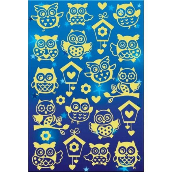 Sticker fosforescent bufnite, 14 x 25 cm