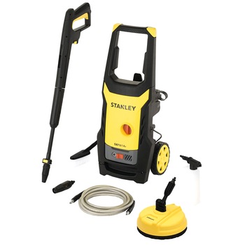 Aparat de spalat cu presiune Stanley, 1.4 kW, 110 bar, 390 L/H, accesorii incluse: perie auto, floor brush, lance, pistol, bidon detergent, furtun 5 m Aparat de spalat cu presiune Stanley, 1.4 kW, 110 bar, 390 L/H, accesorii incluse: perie auto, floor brush, lance, pistol, bidon detergent, furtun 5 m