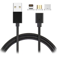 cablu de date  incarcare magnetic 3in1 - microusb apple usb tip c negru imagen 35_0_
0
