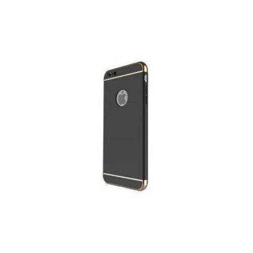 Pachet husa Apple iPhone 7+, Luxury Black Plated, folie de sticla gratis