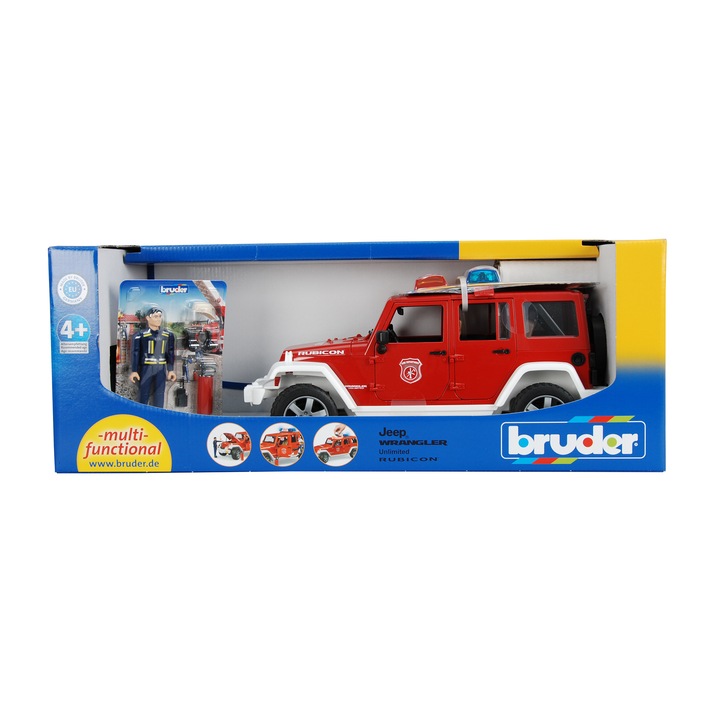Пожарна кола Bruder - Jeep Wrangler Unlimited Rubicon, С фигурка