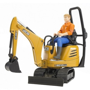 Micro excavator Bruder Construction - Micro Excavator JCB 8010 CTS, cu o figurina Micro excavator Bruder Construction - Micro Excavator JCB 8010 CTS, cu o figurina