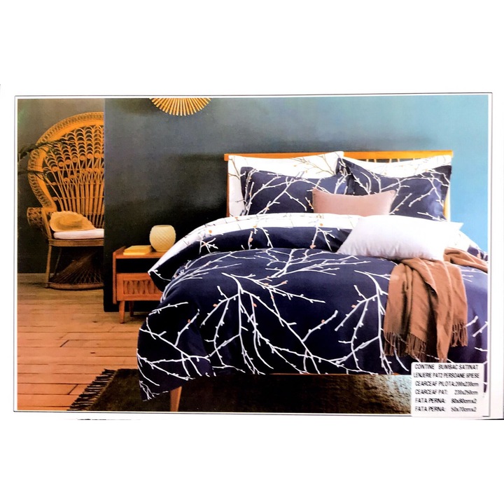 Lenjerie de pat Puciasa Deluxe, 6 piese, 2 persoane, cearsaf pat 230x250 cm, cearsaf pilota 200x230 cm, 2 fete perna 80x80cm, 2 fete de perna 50x70 cm