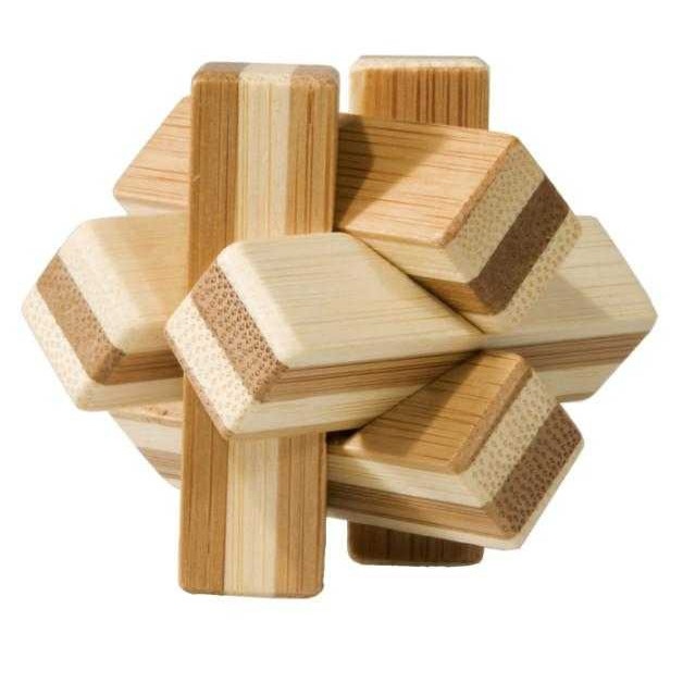 Joc logic IQ din lemn bambus Knot cutie metal