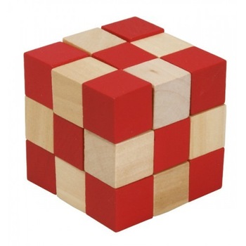 Joc logic cub sarpe rosu,lemn Joc logic cub sarpe rosu,lemn