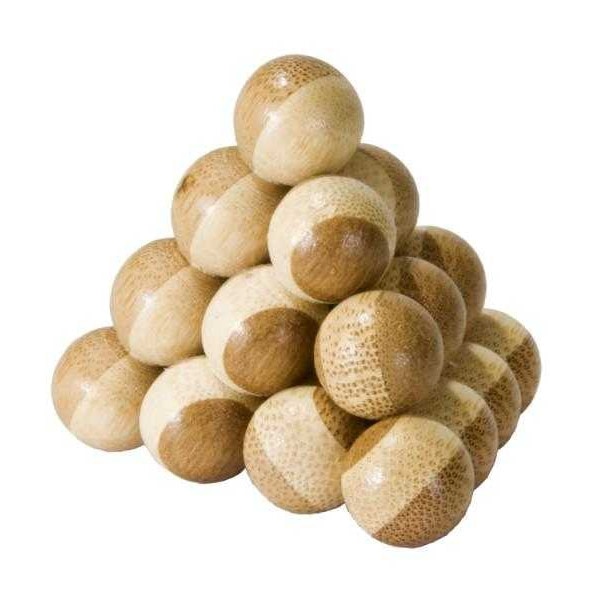 Joc logic IQ din lemn bambus Pyramid cutie metal