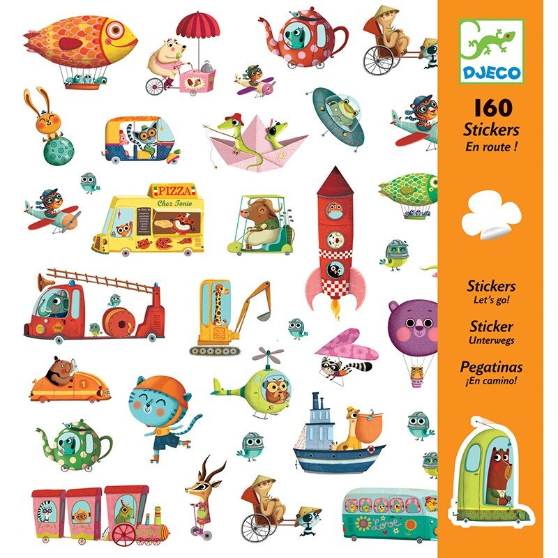 Set creativ cu abtibilduri,la plimbare, Djeco